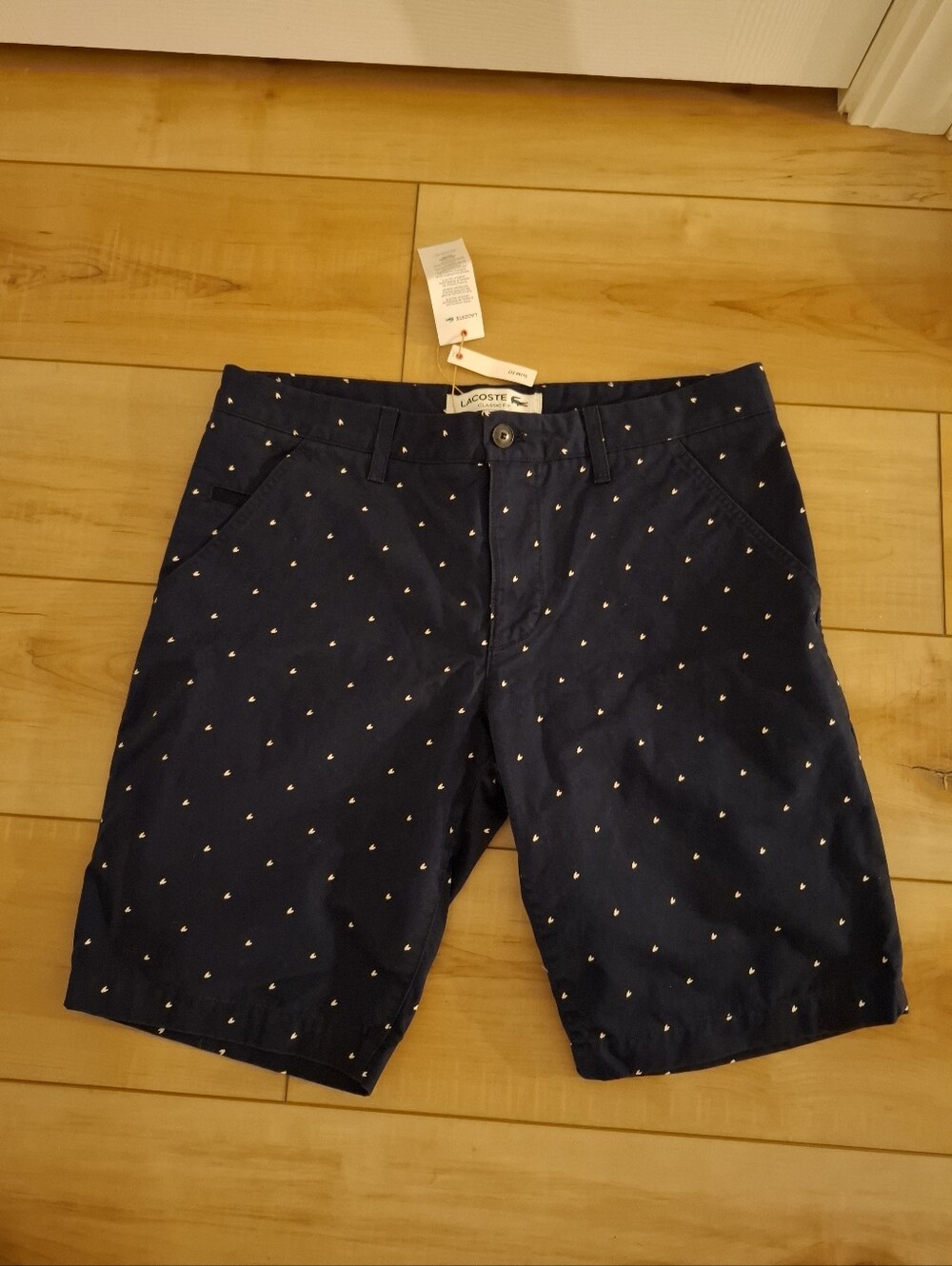 Lacoste Shorts Men's 33 Micro Printed Designer Chino Cotton Twill Luxury